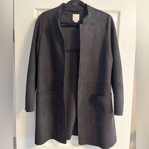 H&M Elegant Black Faux-Suede Overcoat